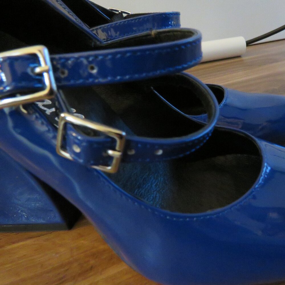 L'INTERVALLE Stefani Blue Patent Leather Block Heel Mary Jane Shoes  38 / 7.5-8 - Picture 6 of 15